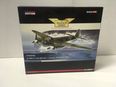 Boxed Corgi Aviation Archive diecast model featuring a Ju88 A1.  AA36705 limited edition 1:72 scale.  No reserve