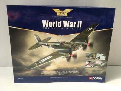 Boxed Corgi Aviation Archive diecast model featuring a Heinkel He111H3 HINDENBERG.  AA33701 1:72 scale.  No reserve