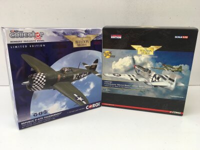 2x boxed limited edition Aviation Archive diecast models featuring AA33826 Republic P47D Thunderbolt WAR EAGLE and US37101 P51B Mustang. MISSOURI MAULER.  Both 1:72 scale. No reserve. (2)