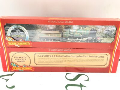 2 X Boxed Hornby 00 Gauge Locomotives A GWR Country Class Loco Country Of Bedford R.392 And A Lady Godiva BR Black Livery #R.324. No Reserve.