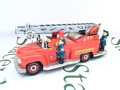 A Vintage Japanese Nomura Battery Operated Fire Truck. No Reserve. From A Lifetime Private Collection To Be Sold.