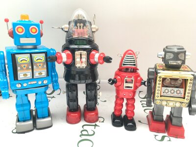 A Collection Of Tinplate Robots, 3 Battery Operated. No Reserve. From A Lifetime Private Collection To Be Sold.