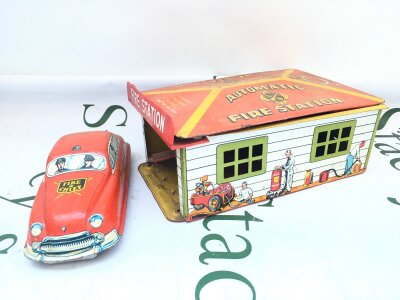 A Marx Toys Timplate Fire Station,  ideal For Spares And Repairs. From A Lifetime Private Collection To Be Sold.