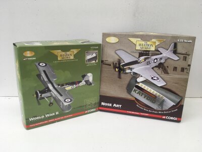2x Boxed Corgi Aviation Archive diecast models featuring AA36302 Fairey Swordfish Mk1 and US32218 P51D Mustang KATYDID.  Limited edition 1:72 scale.  No reserve. (2)