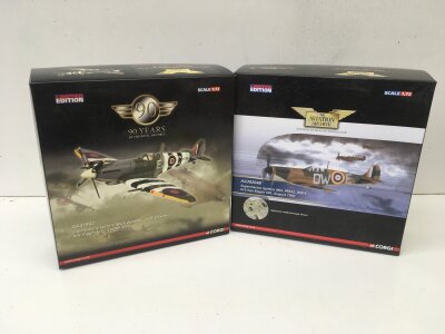 2x boxed Corgi Aviation Archive diecast models featuring AA31932  Supermarine Spitfire MkIV and AA39204B Supermarine Spitfire MkI.  Limited edition 1:72 scale .  No reserve (2)