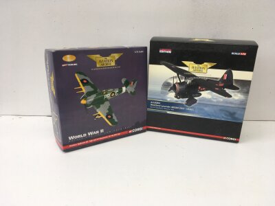 2x boxed Corgi Aviation Archive diecast models featuring AA36502 Hawker Typhoon IB and AA36804 Westland Lysander MkIIIA.  LIMITED EDITION 1:72 scale.  No reserve. (2)