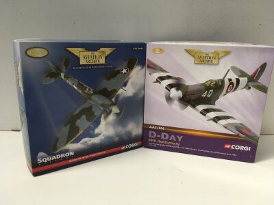 2 x boxed Corgi Aviation Archive diecast models featuring US31923 Spitfire and AA31906 Supermarine Spitfire MKVB 4Q.  Limited edition 1:72 scale.  No reserve. (2)