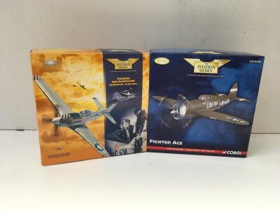 2x boxed Corgi Aviation Archive diecast models featuring 49301  P51D. BIG BEAUTIFUL DOLL  and US33815  P47D Thunderbolt.  Limited edition 1:72 scale  no reserve (2)