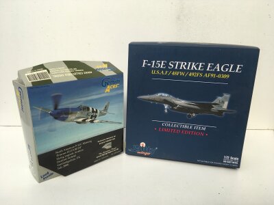 2 boxed diecast model warplanes featuring Gemini Aces P51C Mustang  PRINCESS ELIZABETH and Witty Wings F15E Strike Eagle. 1:72 scale. No reserve. (2)
