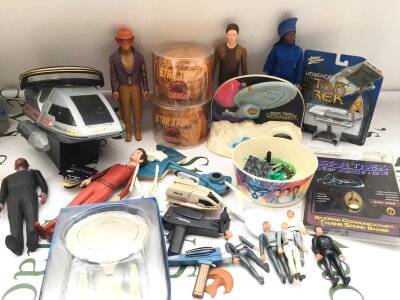 A Box Containing Various Star Trek Toys Including 2 Boxed Tribbles.