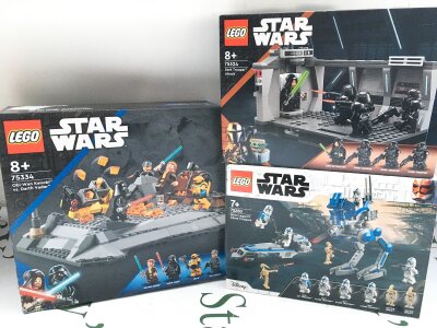 2 X Boxed And Sealed Lego Star Wars Sets. Obi-Wan vs Darth Vader #75334. 501st Legion Clone Troopers #75280 And Dark Trooper Attack #75324.
