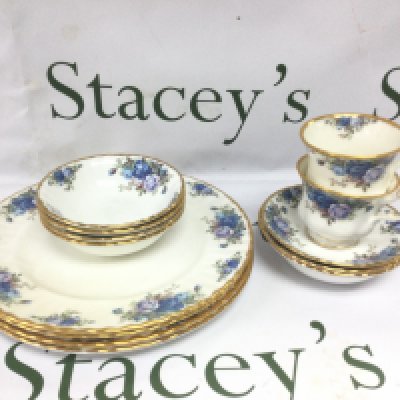 A Royal Albert part dinner service in Moonlight Rose pattern. Shipping category D.