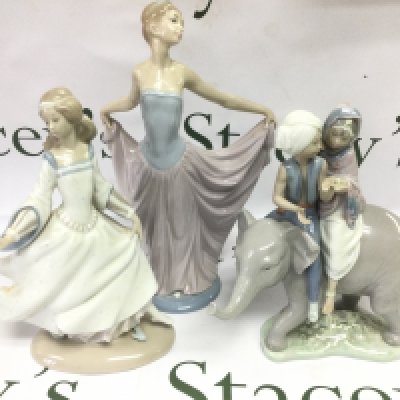 Three Lladro figures including two boxed examples. Shipping category D.