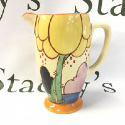 A Clarice Cliff jug . No obvious damage or restoration.This lot cannot be posted