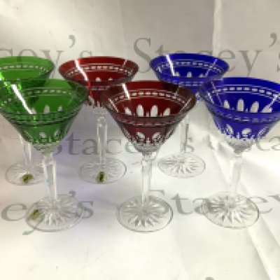 6 Waterford Crystal cocktail glasses, 18cm.
