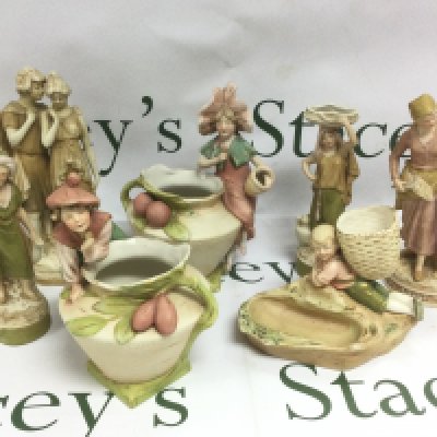 Seven Royal Dux figures, vases etc. Shipping category D.