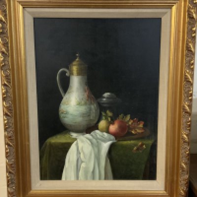 Oszkar Knapp, Hungarian, 1914 - 1987, Still life oil on canvas painting.