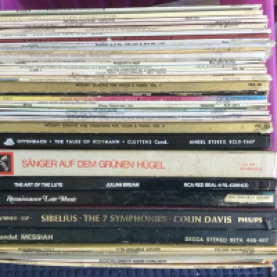 Five boxes of classical music LPs. Shipping category D.