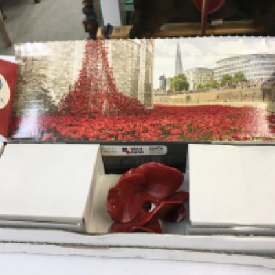 A boxed Paul Cummings poppy . Postage category C
