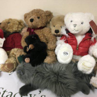 A collection of Harrods bears and other conforming soft toys and bears. NO RESERVE