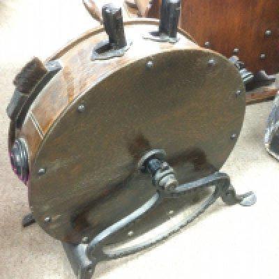 A William Whiteley Ltd cast iron and oak knife sharpener. Shipping category D.