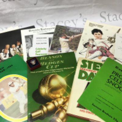 A collection of sports and TV autographs including Steve Davis, Eric Sykes, Stuart Pearson , Mike Reid , Graham Gooch etc. postage cat b