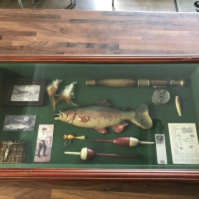 Framed rainbow trout fly fishing display , no reserve