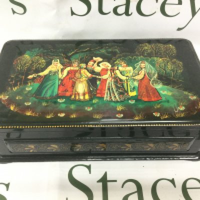A Russian papier mache jewellery box, approx width 30cm. Shipping category B.
