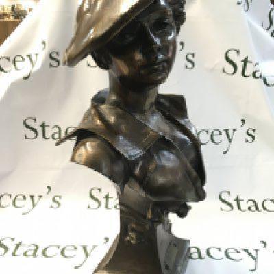 Simulated bronze bust of Le Cantotiere after Dutrion. This lot cannot be posted . 60cm tall.