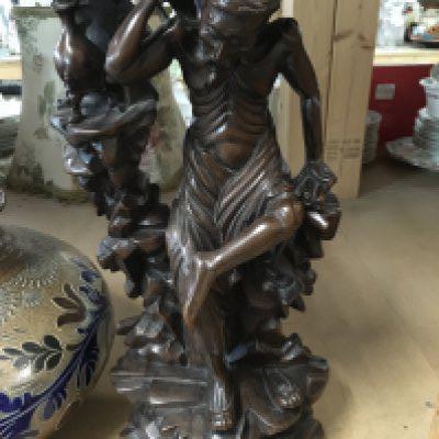 A oriental root wood carving in the form of a seated elder. 40 cm NO RESERVE