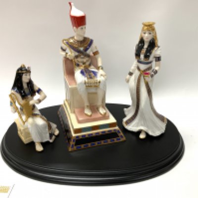 Royal Worcester The Lion of Rameses, tableaux of 3 porcelain sculptures by John Wincentzen, Limited edition 228 of 500, produced by Compton and Woodhouse. (D)