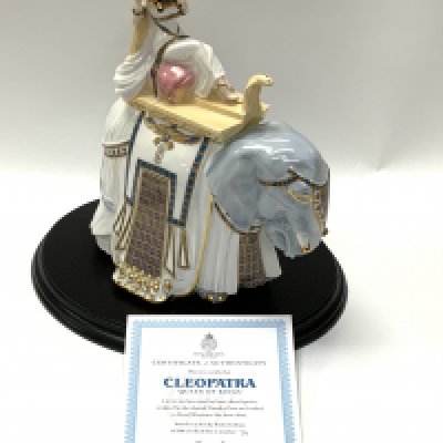 A Limited edition figure of Queen Cleopatra, Queen of Kings on top of a decorated elephant. Royal Worcester backstamp, by Timothy Potts Limited Edition 34 of 500 (D)