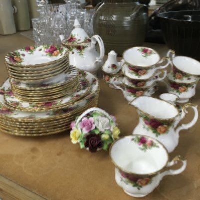 Royal Albert country roses tea and dinner set including plates and cups etc. this lot cannot be posted