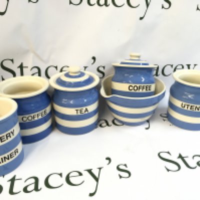 A Collection of TG Green Cornish Blue pots, some missing lids and some damage. This lot cannot be posted