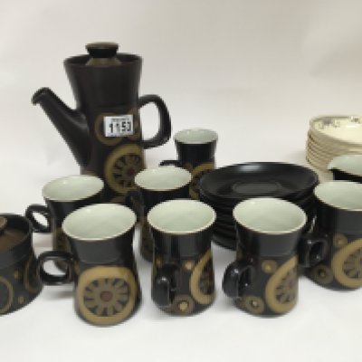 A Mid 20th Century design Denby coffee service and a Royal Doulton porcelain Romance Collection Juliet dinner service. No obvious damage and postage can be arranged via third party professional packers.