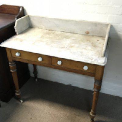 Two late Victorian marble topped wash stands (2)