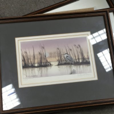 A collection of framed watercolour prints including Bryan Hall and R A Massey. This lot cannot be posted