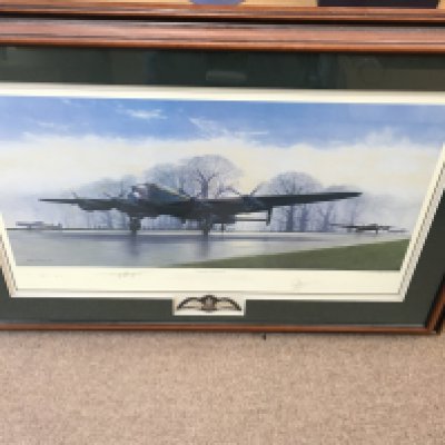 A signed limited edition artist proof print titled Distant Dispersals. Signed by artist and one aircrew. Comes with COA 12 of 50 and in conservation frame. Postage D 87 by 64cm.