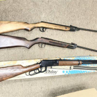 A collection of vintage airguns including a Webley Junior, a boxed Daisy Model 1894 BB gun, Milbro G23 cal.177. All working mechanisms