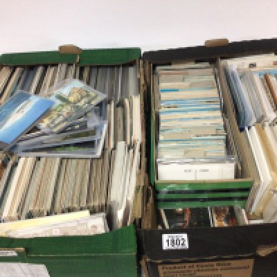 Two boxes containing a collection of postcards mainly early to mid 20th century (2)