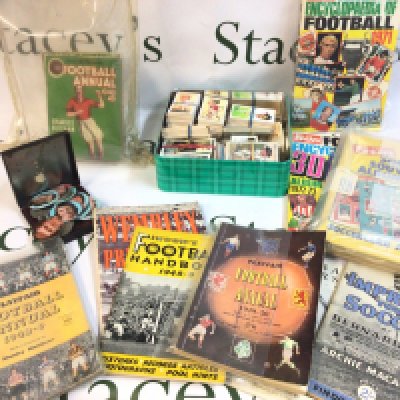 A collection of Players sporting cigarette cards and football annuals including Findons Football Handbook 1948-9 etc. postage category B