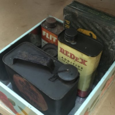 Vintage small motoring cans
