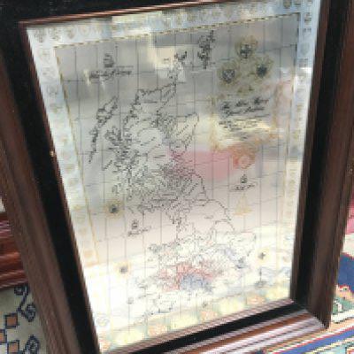 A framed hallmarked silver map of Great Britain. A limited edition authorised and issued by the council for the protection of rural England. Dimensions 50x78cm This lot cannot be posted