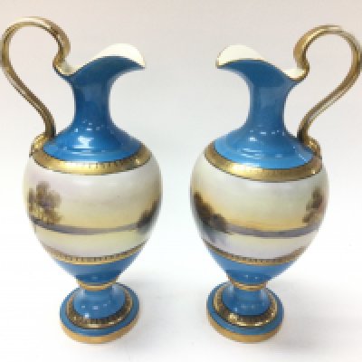 A pair of Noritake vases 25cm tall Postage D