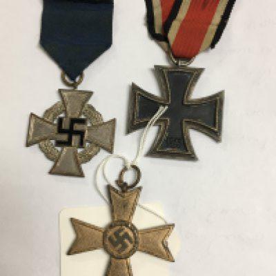 A German Third Reich iron cross second class a long service medal and silver merit medal (3)