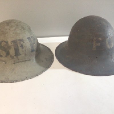Two Fire Patrol Steel helmets SFP & FG (2)