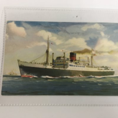 A collection of Furness line items consisting of an original bird of paradise design cup from the Furness line shipping company, as used in service Furness line tea spoon, small side plate from the Furness Bermuda line shipping company, very old postcard from the RMS Newfoundland from the Furness warren line, early set of old playing cards from the Furness shipping company and a pair of very old matchbook covers from the Furness lines shipping company