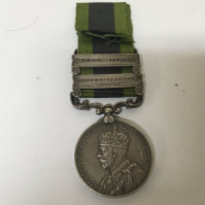 A George V Indian war medal two bar Burma 1930-32 North West Frontier 1930-31 awarded to 11547 Sep Mir Afzal 3-10 Baluch R.