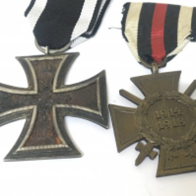 A German Imperial I world war Iron Cross and one other medal 1914-1918