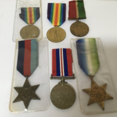 A collection of medals I world war medals including a 1914-1918 Mercantile medal awarded to Walter E Price 93042 Allan Don 218 Field RE killed in action 3/4/17 also 84325 PTE I Pearson North D Fus. A II world war Medals Atlantic Star 1939-45 star and Victory medal with inscribed edge 5057 RFN Lalrahadur Rana 5 GRC.
